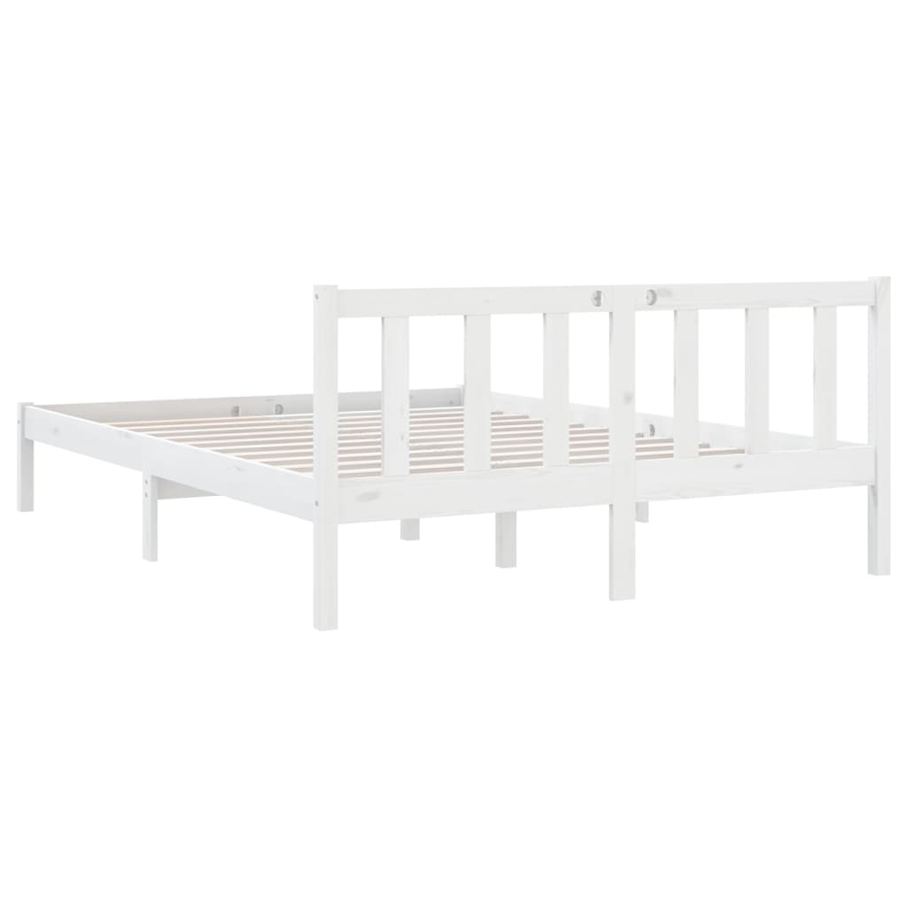 vidaXL Cadre de lit Blanc Bois de pin massif 150x200 cm Très grand