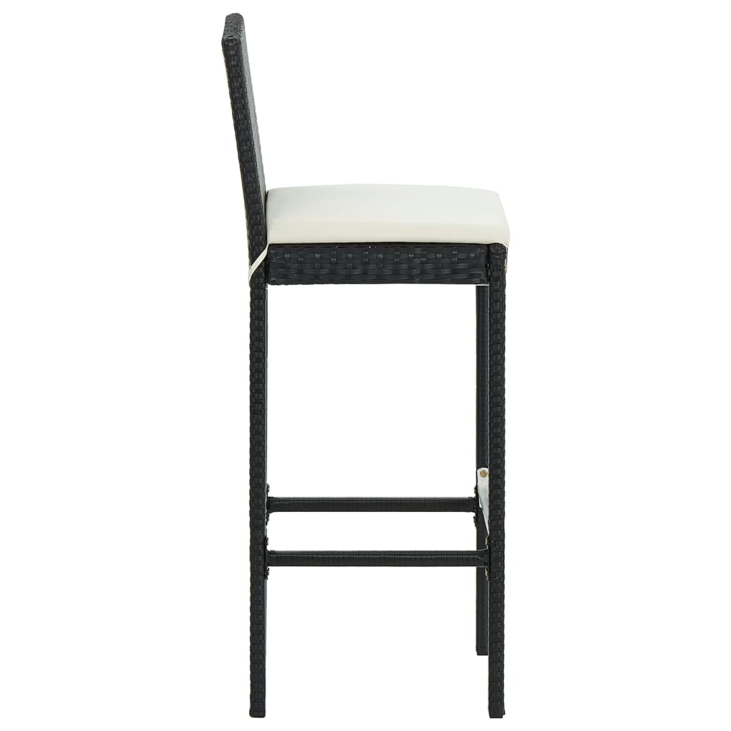 vidaXL Tabourets de bar avec coussins lot de 6 noir résine tressée