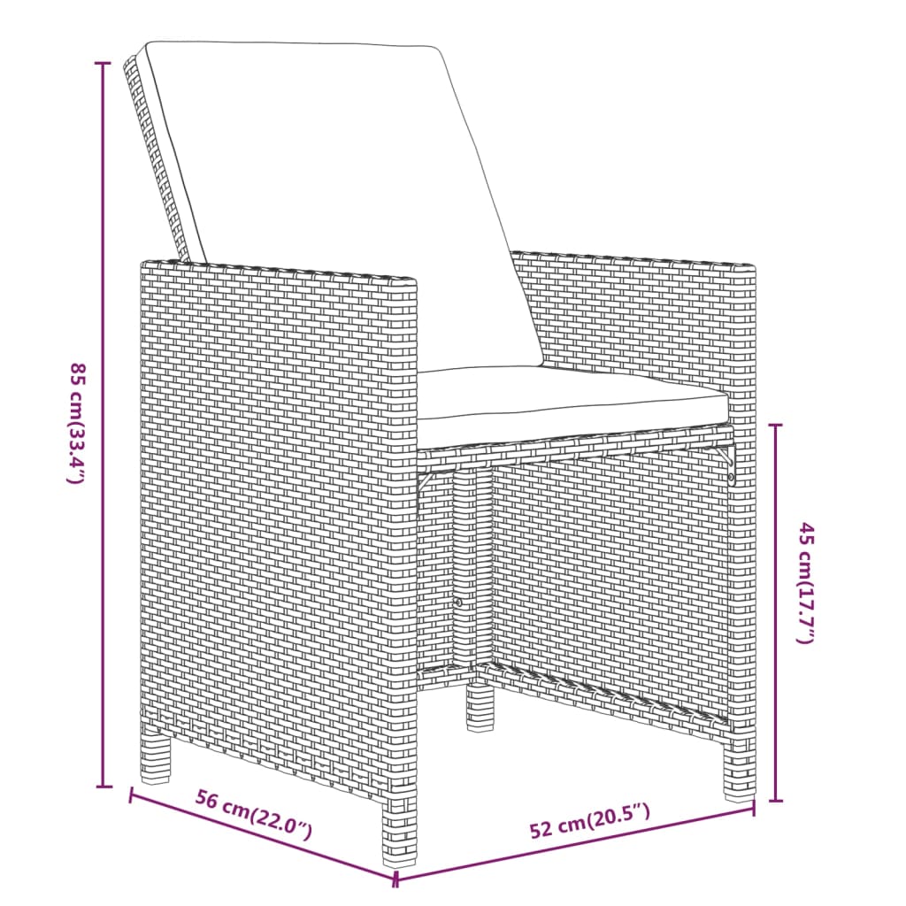 vidaXL Ensemble à manger de jardin coussins 7pcs Résine tressée Noir