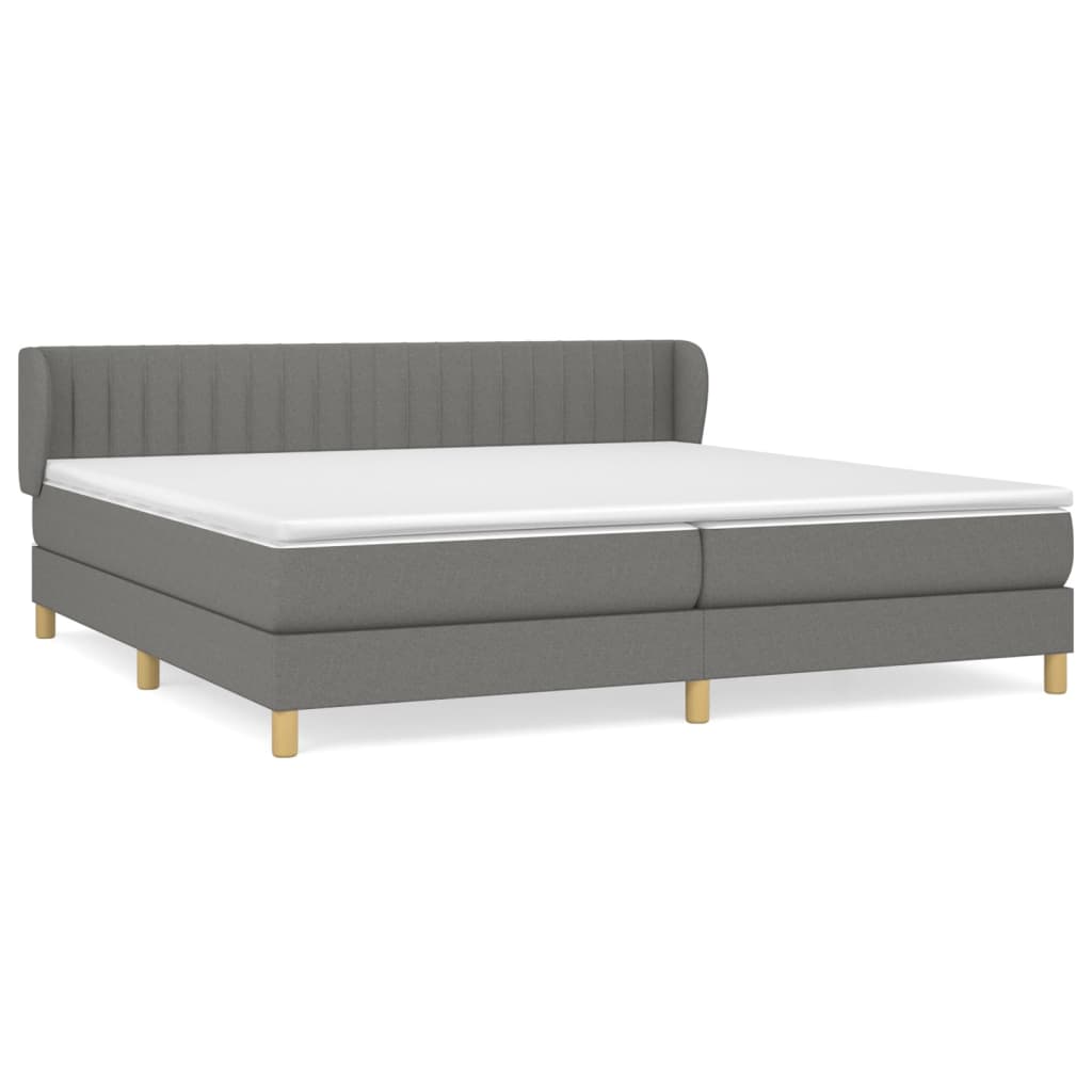 vidaXL Sommier à lattes de lit avec matelas Gris foncé 200x200cm Tissu