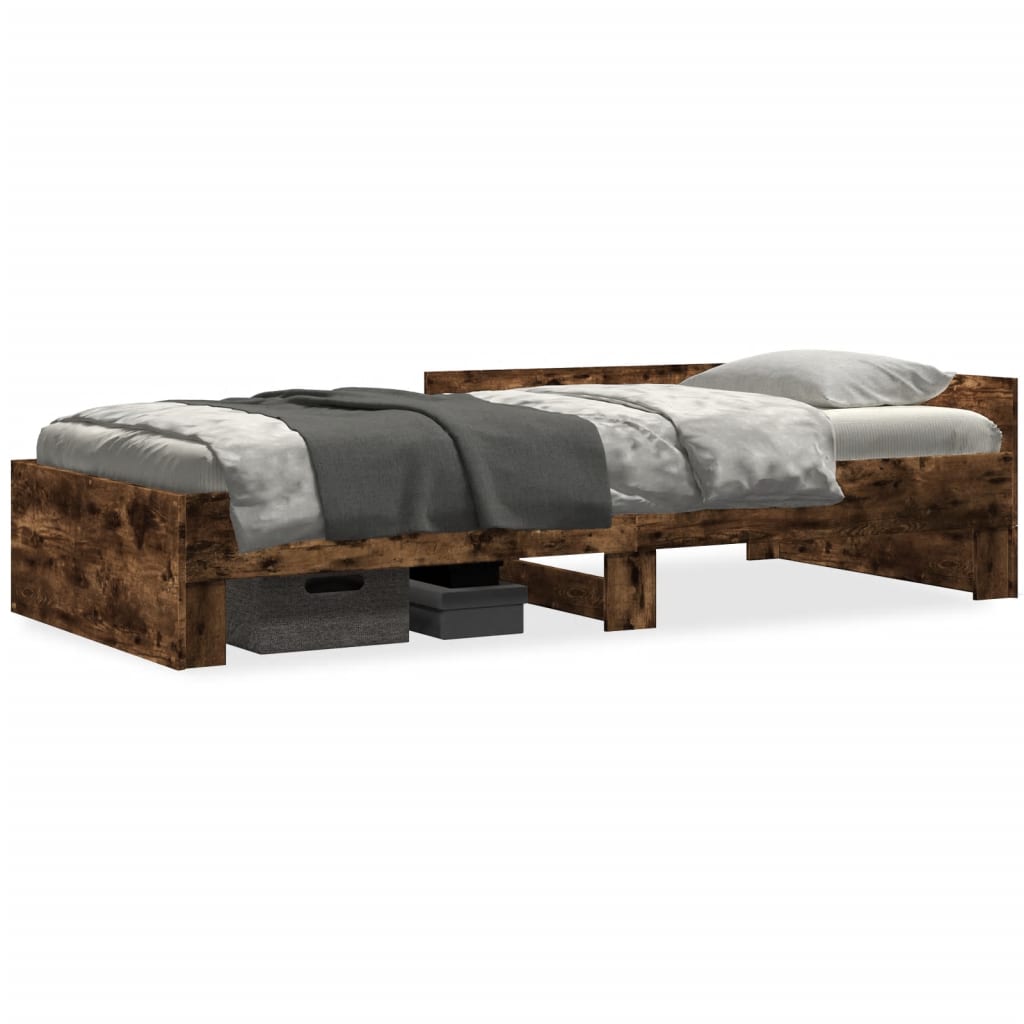 vidaXL Cadre de lit sans matelas chêne fumé 100x200 cm bois ingénierie