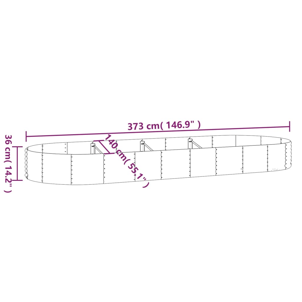 vidaXL Lit surélevé de jardin Acier enduit de poudre Argenté