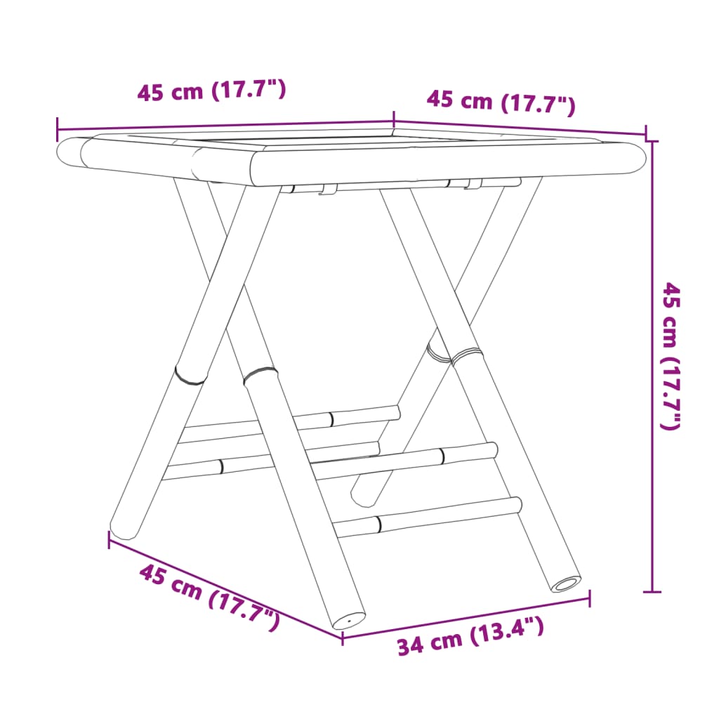 vidaXL Table de jardin pliable 45x45x45 cm bambou