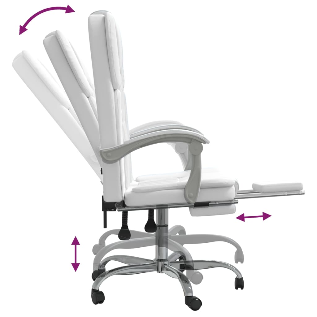 vidaXL Fauteuil inclinable de bureau Blanc Similicuir