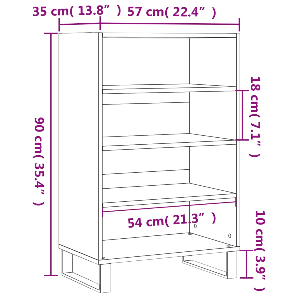 vidaXL Buffet haut noir 57x35x90 cm bois d'ingénierie