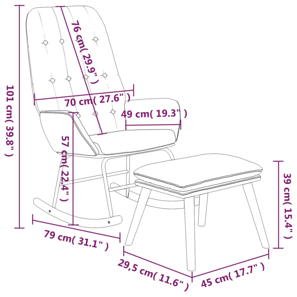 vidaXL Chaise à bascule avec repose-pied Jaune moutarde Tissu