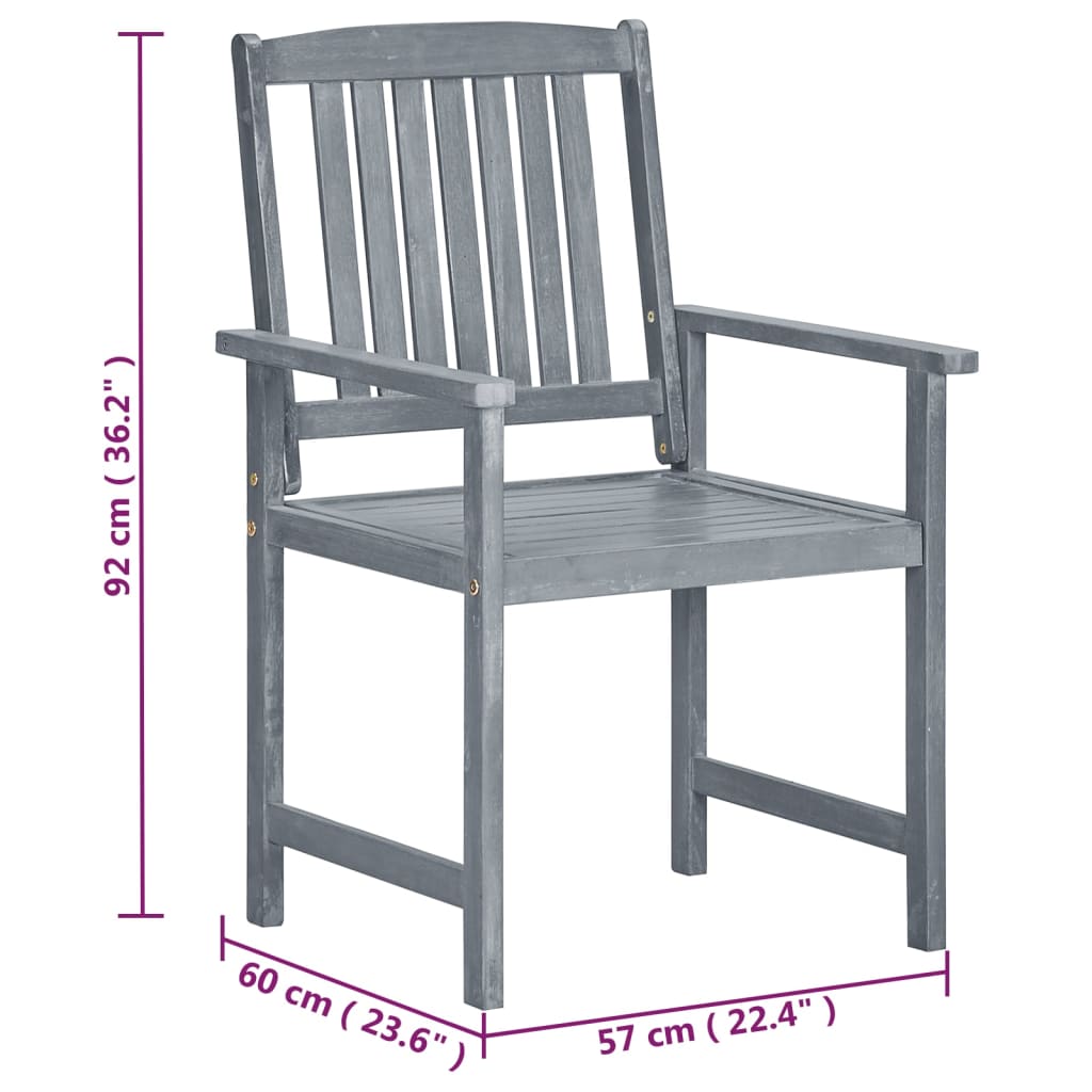 vidaXL Chaises de jardin lot de 2 Gris Bois solide d'acacia