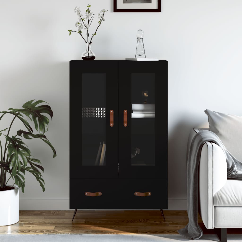 vidaXL Buffet haut noir 69,5x31x115 cm bois d'ingénierie