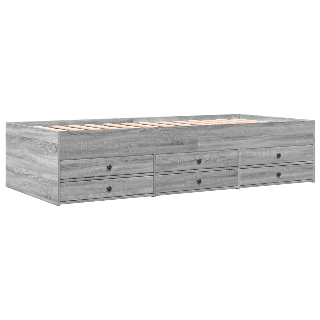 vidaXL Lit de jour et tiroirs sonoma gris 90x200 cm bois d'ingénierie