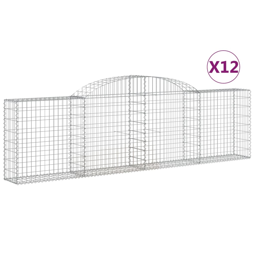 vidaXL Paniers à gabions arqués 12 pcs 300x30x80/100 cm fer galvanisé