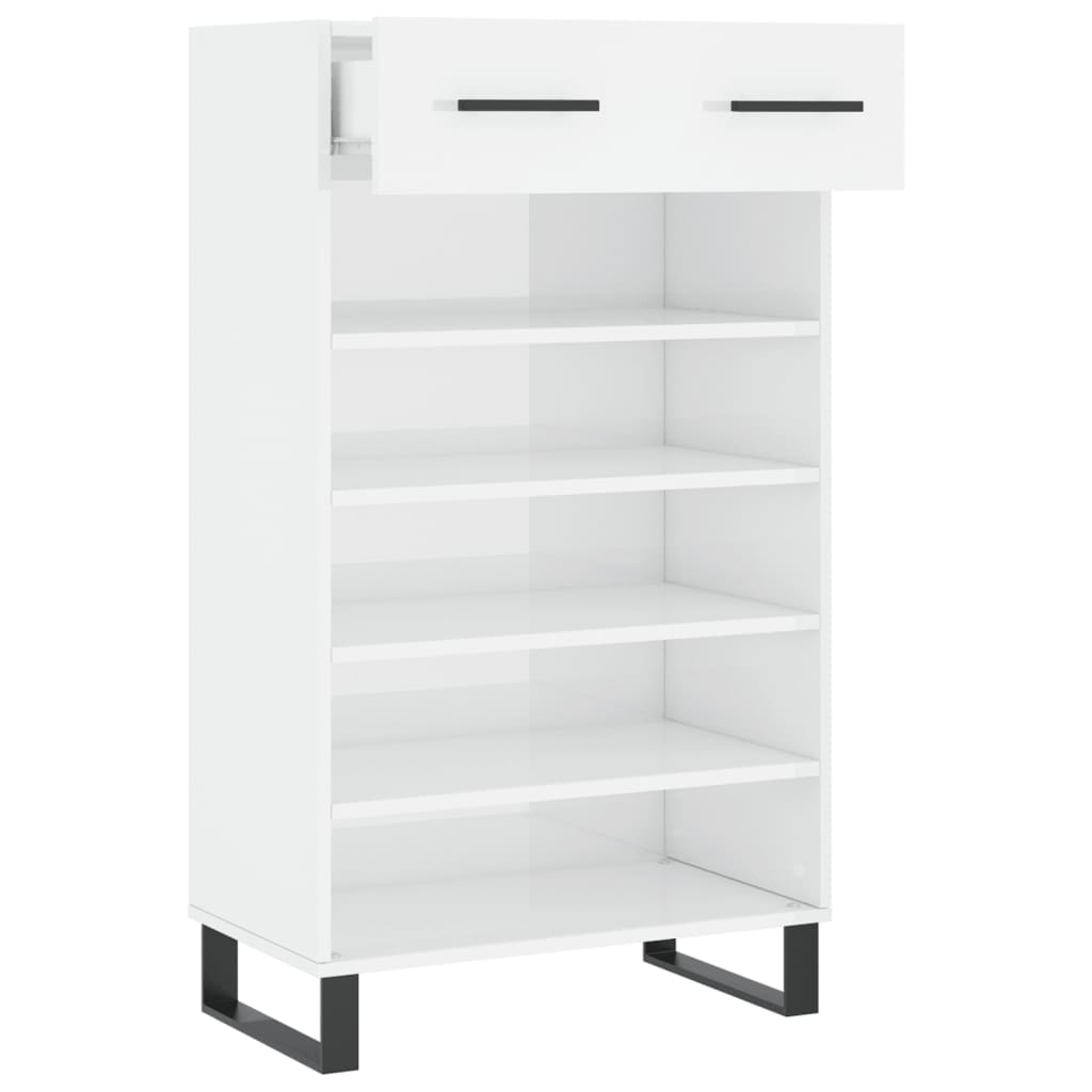 vidaXL Armoire à chaussure Blanc brillant 60x35x105 cm Bois ingénierie