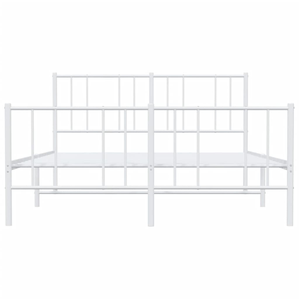 vidaXL Cadre de lit métal sans matelas et pied de lit blanc 135x190 cm