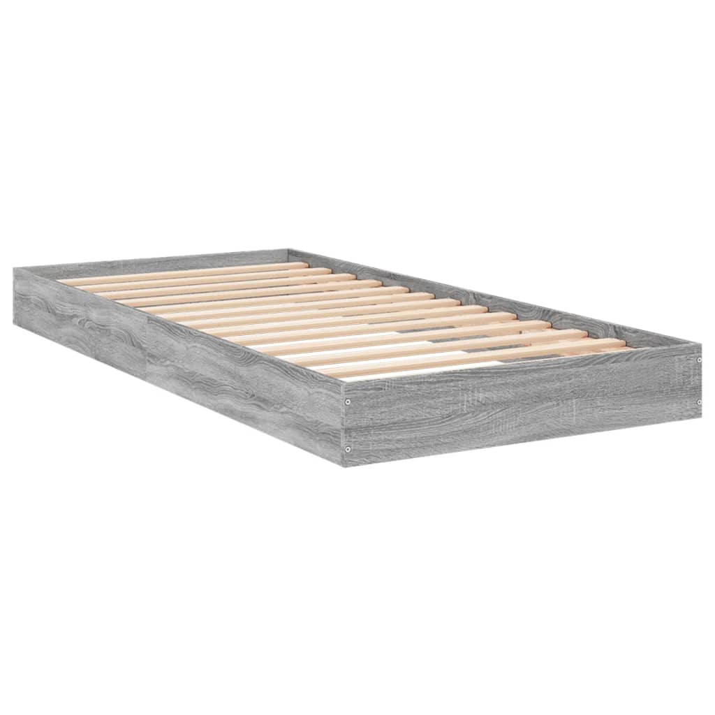 vidaXL Cadre de lit sonoma gris 75x190 cm bois d'ingénierie