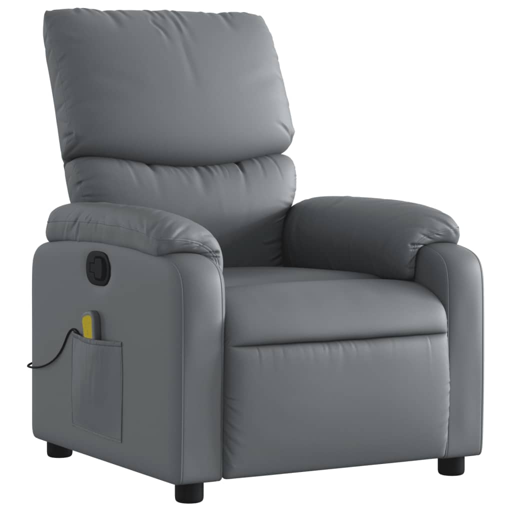 vidaXL Fauteuil de massage inclinable Gris Similicuir