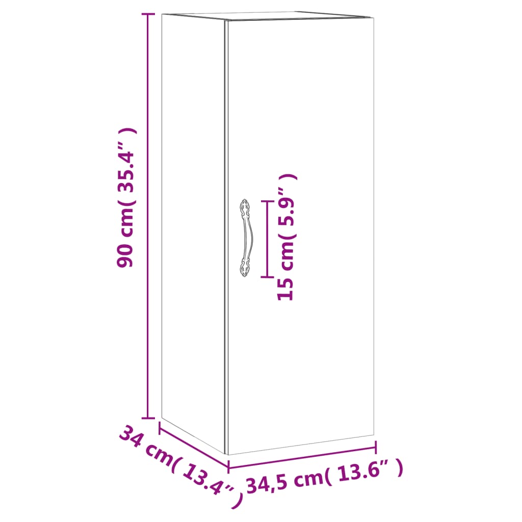 vidaXL Armoire murale blanc 34,5x34x90 cm bois d'ingénierie