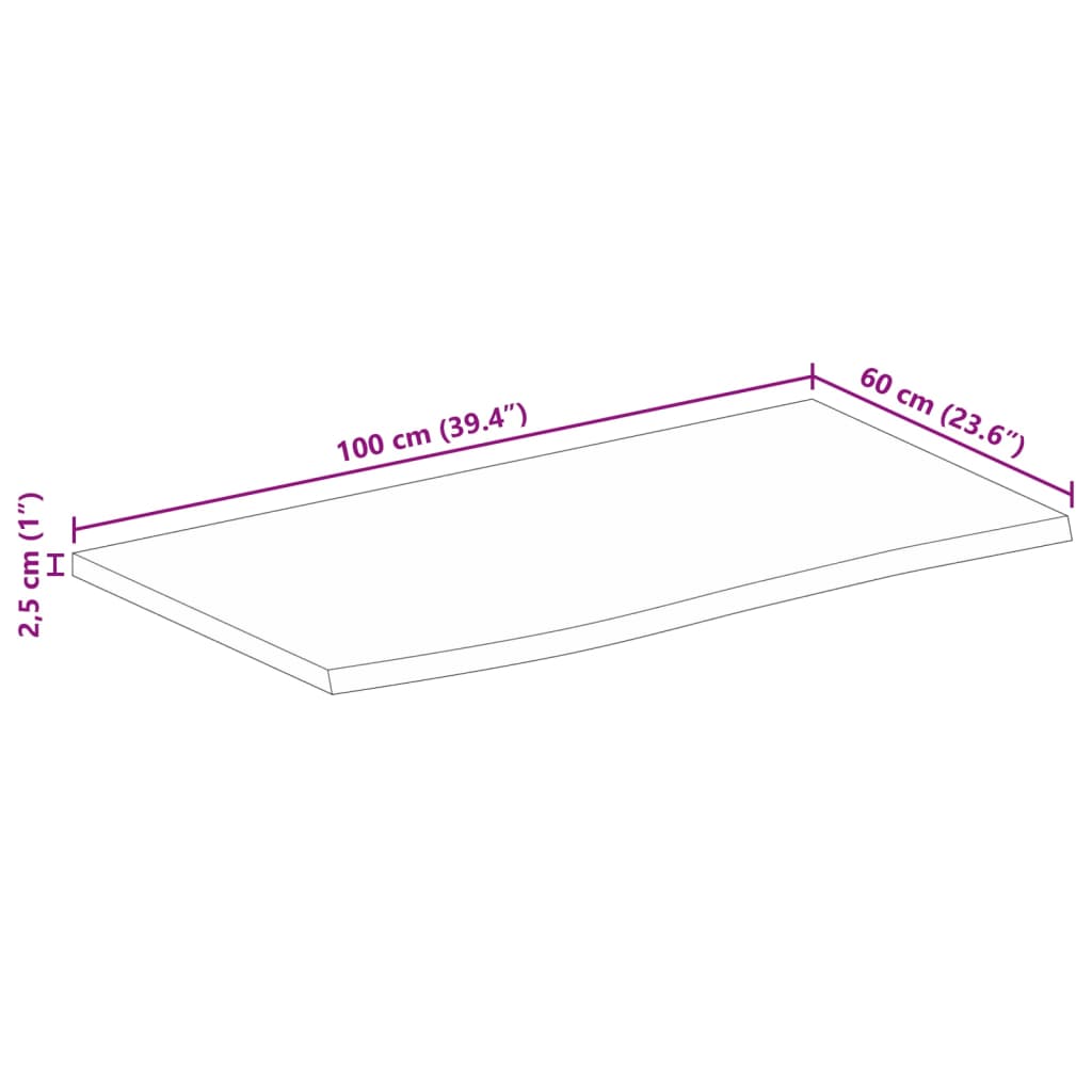 vidaXL Dessus de table à bord vivant 100x60x2,5cm bois massif manguier