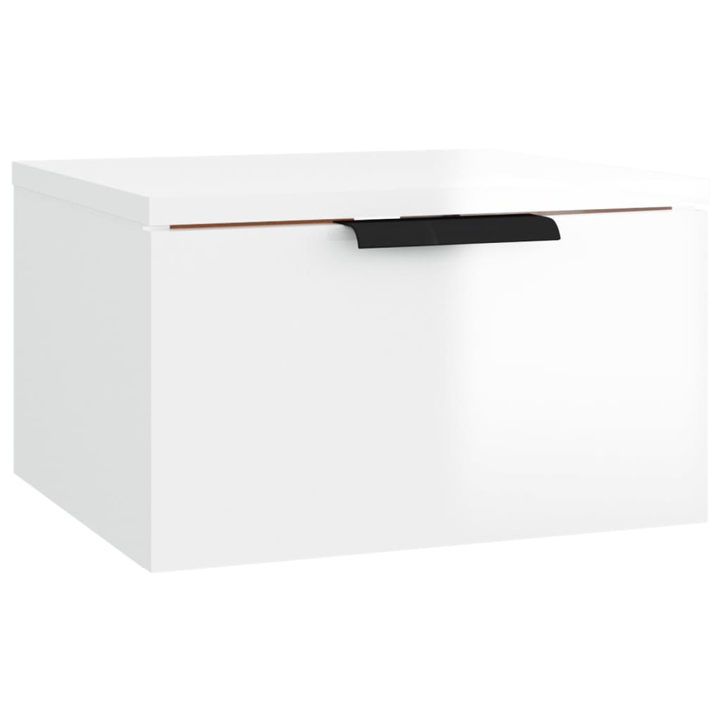 vidaXL Tables de chevet murales 2 pcs blanc brillant 34x30x20 cm