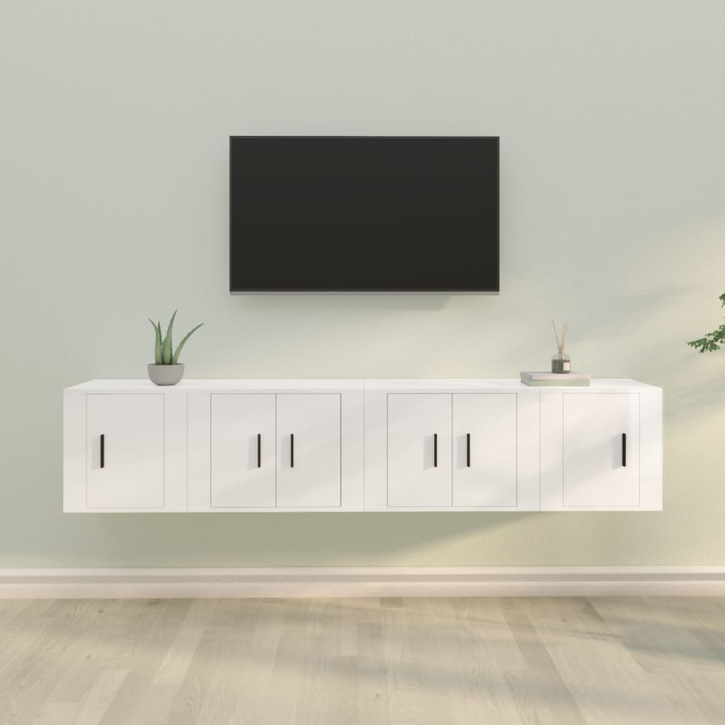 vidaXL Ensemble de meubles TV 4 pcs Blanc brillant Bois d'ingénierie