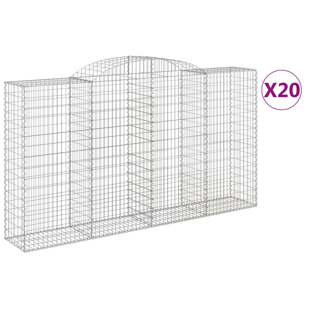 vidaXL Paniers à gabions arqués 20 pcs 300x50x160/180 cm fer galvanisé