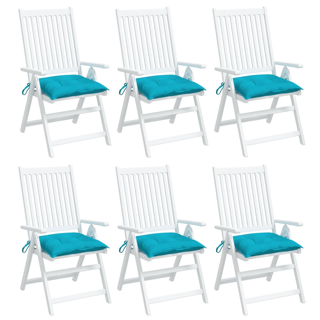 vidaXL Coussins de chaise lot de 6 turquoise 40x40x7 cm tissu