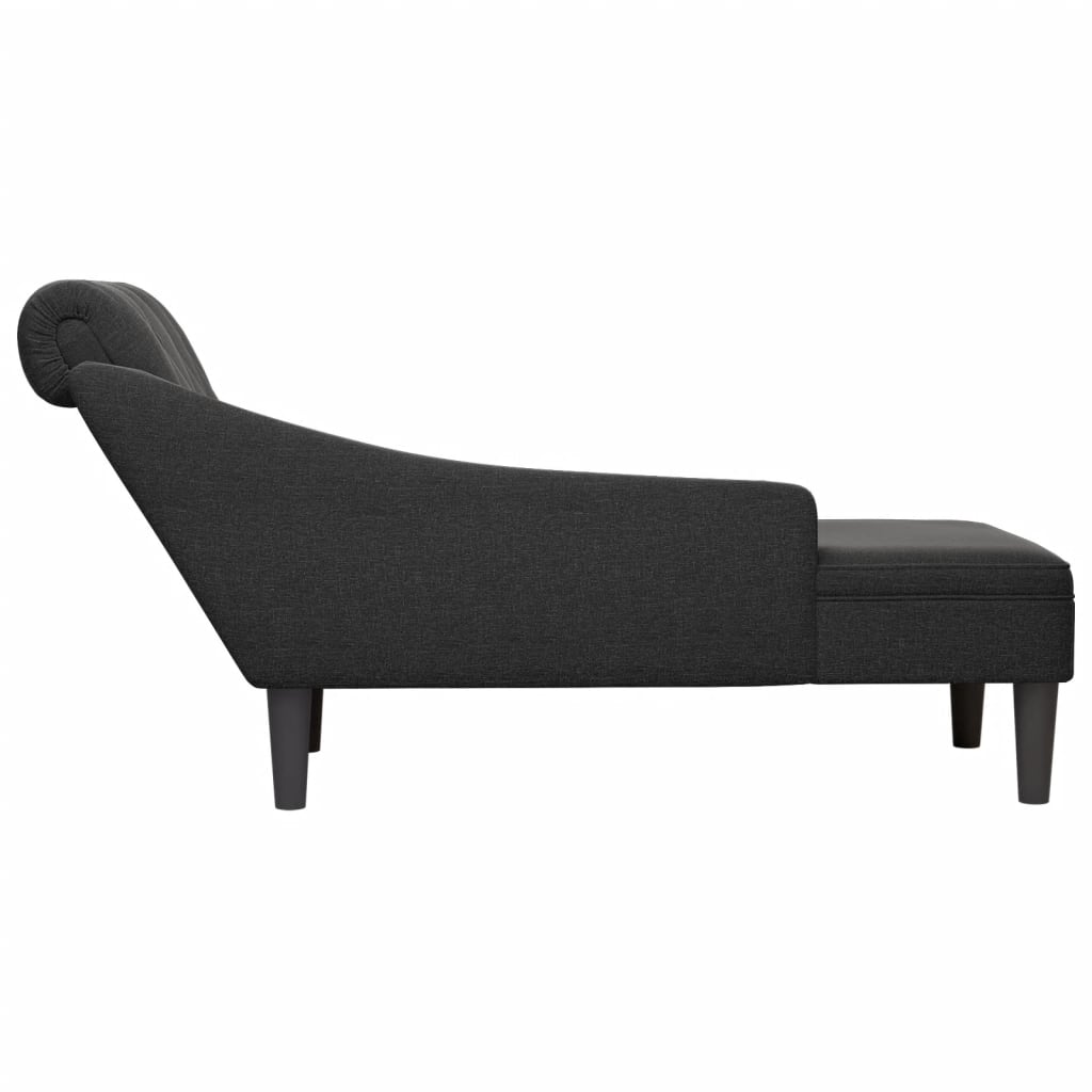 vidaXL Fauteuil long avec coussin et accoudoir droit noir tissu