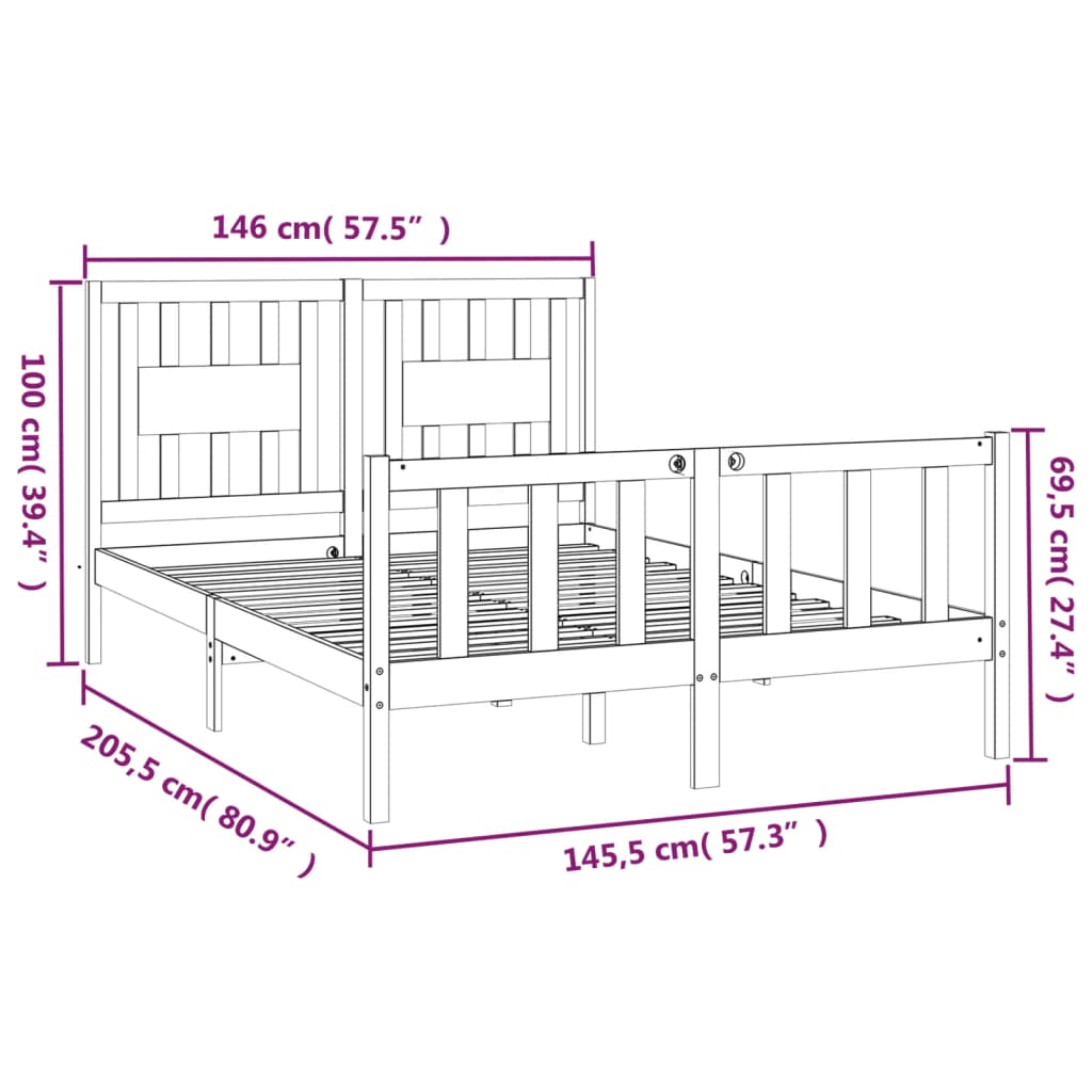 vidaXL Cadre de lit sans matelas blanc bois de pin massif 140x200 cm