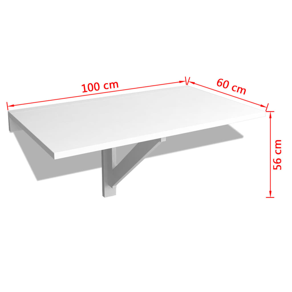 vidaXL Table murale rabattable Blanc 100x60 cm