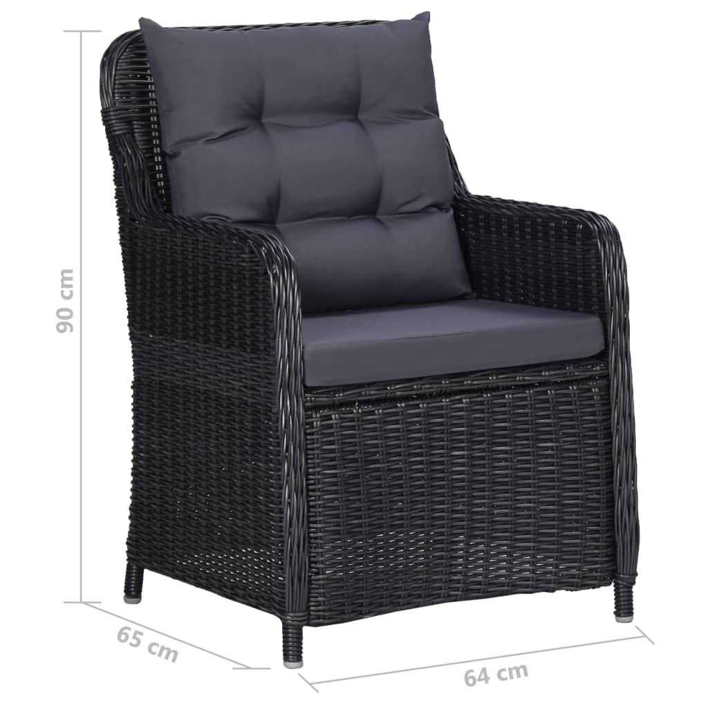 vidaXL Ensemble à manger de jardin 7 pcs Résine tressée Noir