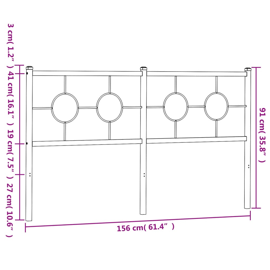 vidaXL Tête de lit métal noir 150 cm