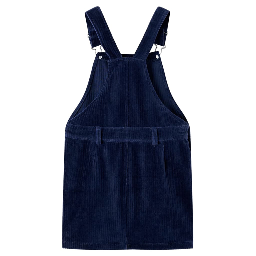 Robe salopette pour enfants velours côtelé bleu marine 140