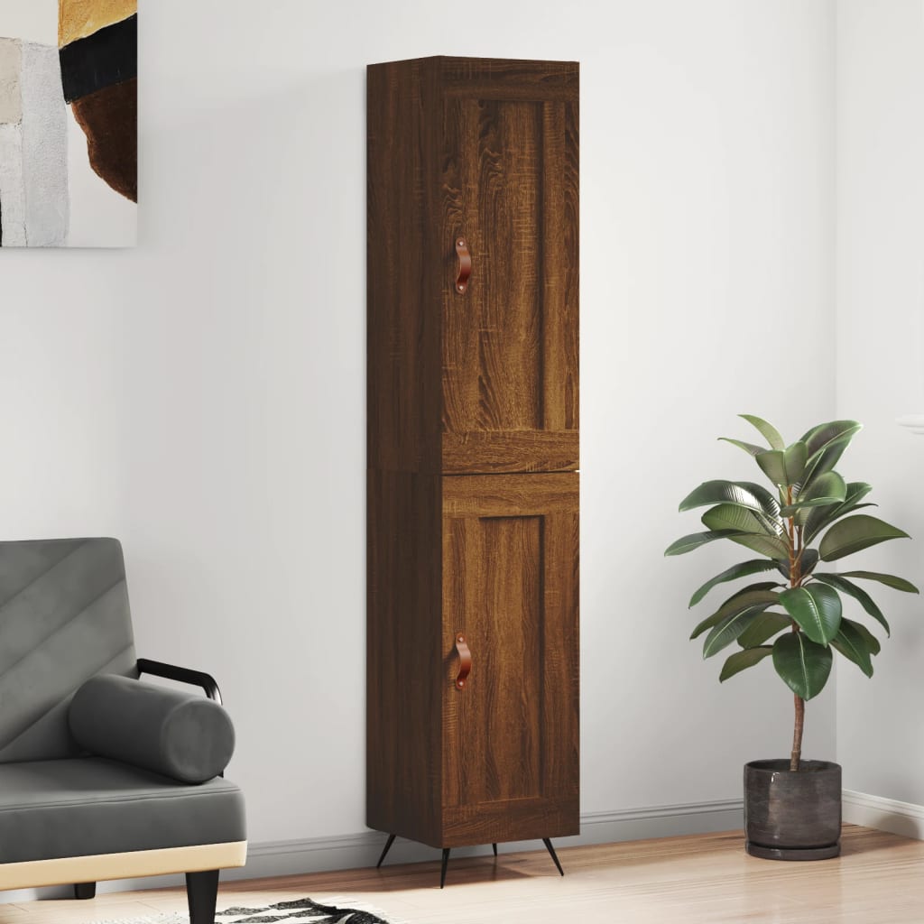 vidaXL Buffet haut Chêne marron 34,5x34x180 cm Bois d'ingénierie