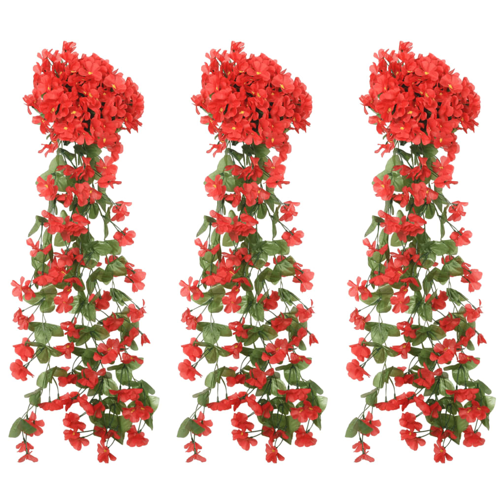 vidaXL Guirlandes de fleurs de Noël 3 pcs rouge 85 cm