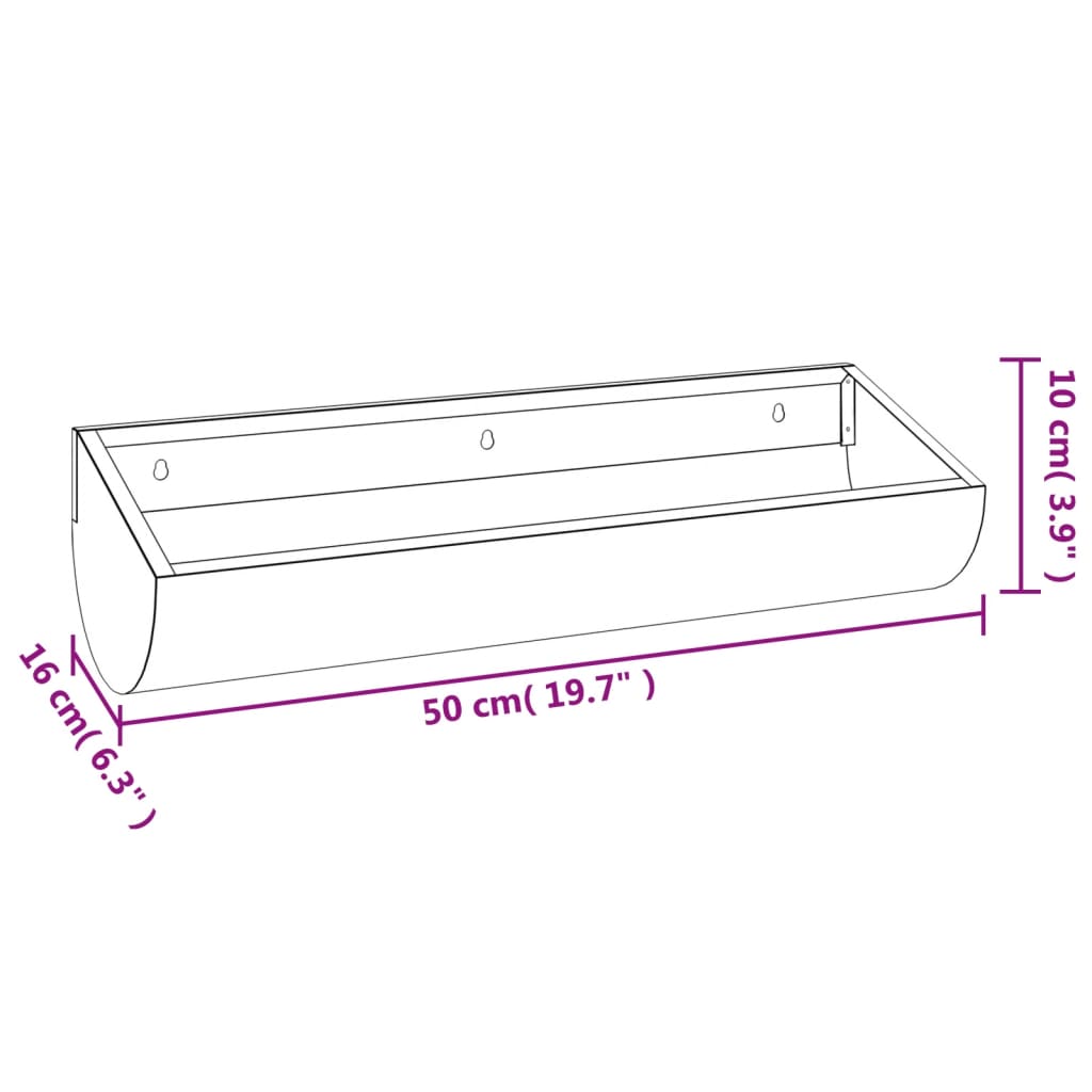 vidaXL Jardinière murale 50x16x10 cm acier corten