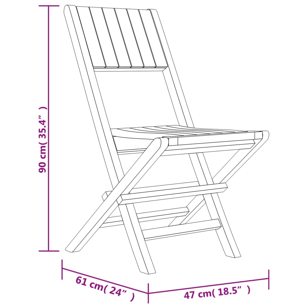 vidaXL Chaises de jardin pliantes lot de 8 47x61x90cm bois massif teck