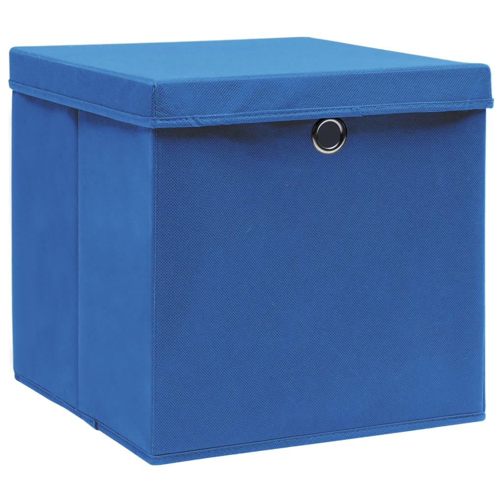 vidaXL Boîtes de rangement avec couvercles 4 pcs 28x28x28 cm Bleu