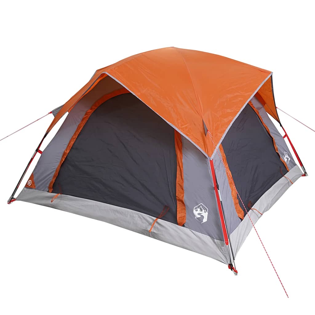 vidaXL Tente de camping de cabine 4 personnes gris orange imperméable