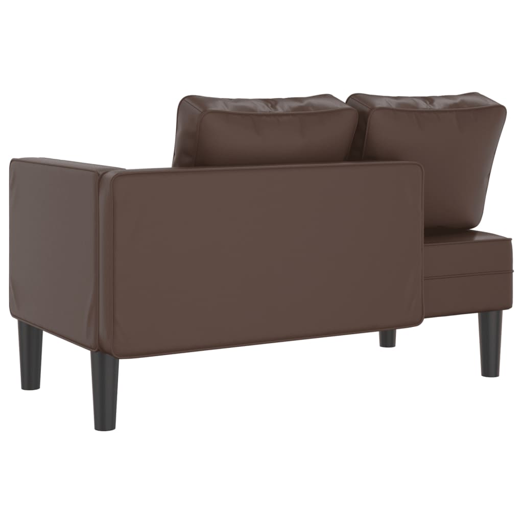 vidaXL Chaise longue avec coussins marron similicuir