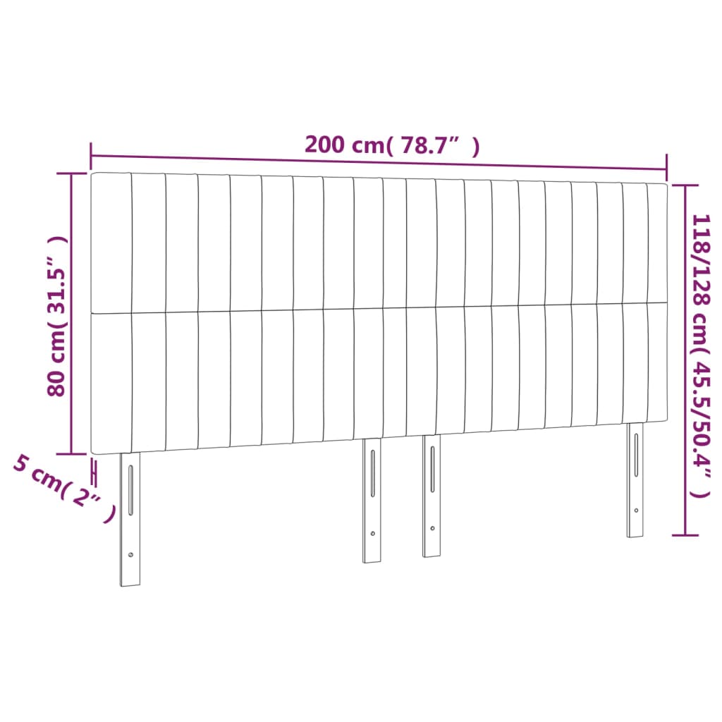 vidaXL Tête de lit à LED Taupe 200x5x118/128 cm Tissu