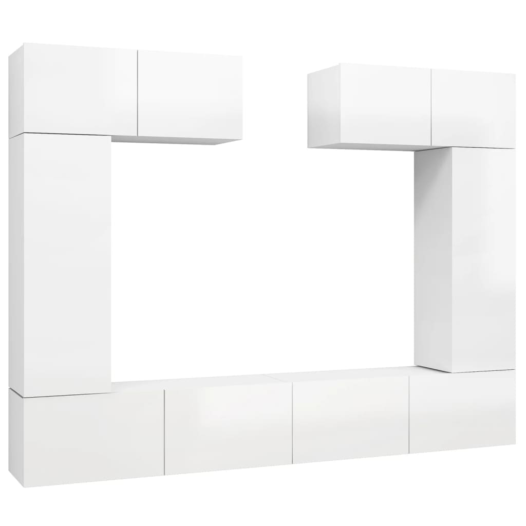 vidaXL Ensemble de meubles TV 6 pcs Blanc brillant Bois d'ingénierie