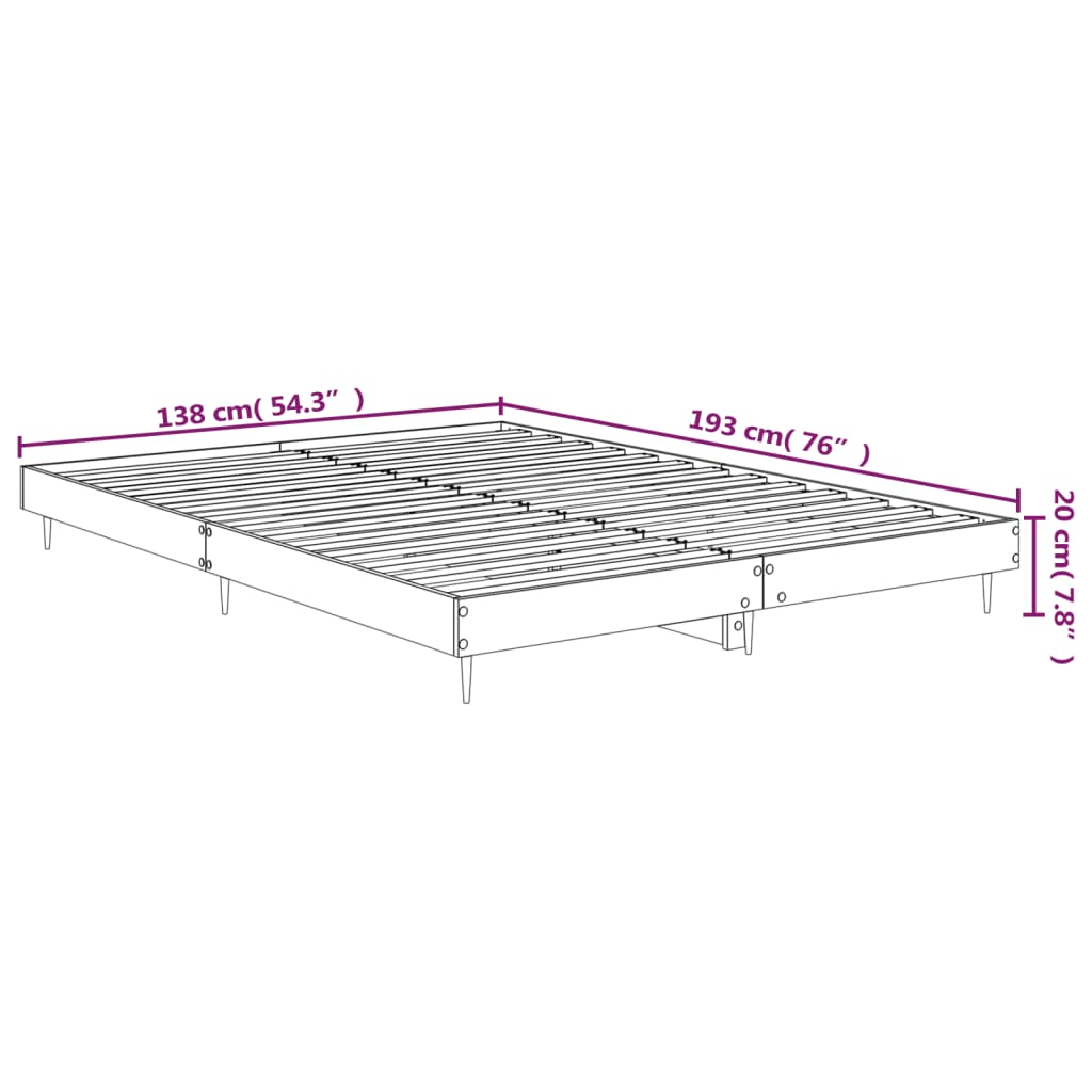 vidaXL Cadre de lit sans matelas noir 135x190 cm bois d'ingénierie