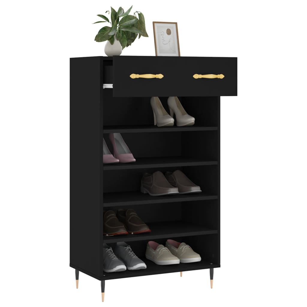 vidaXL Armoire à chaussures noir 60x35x105 cm bois d'ingénierie