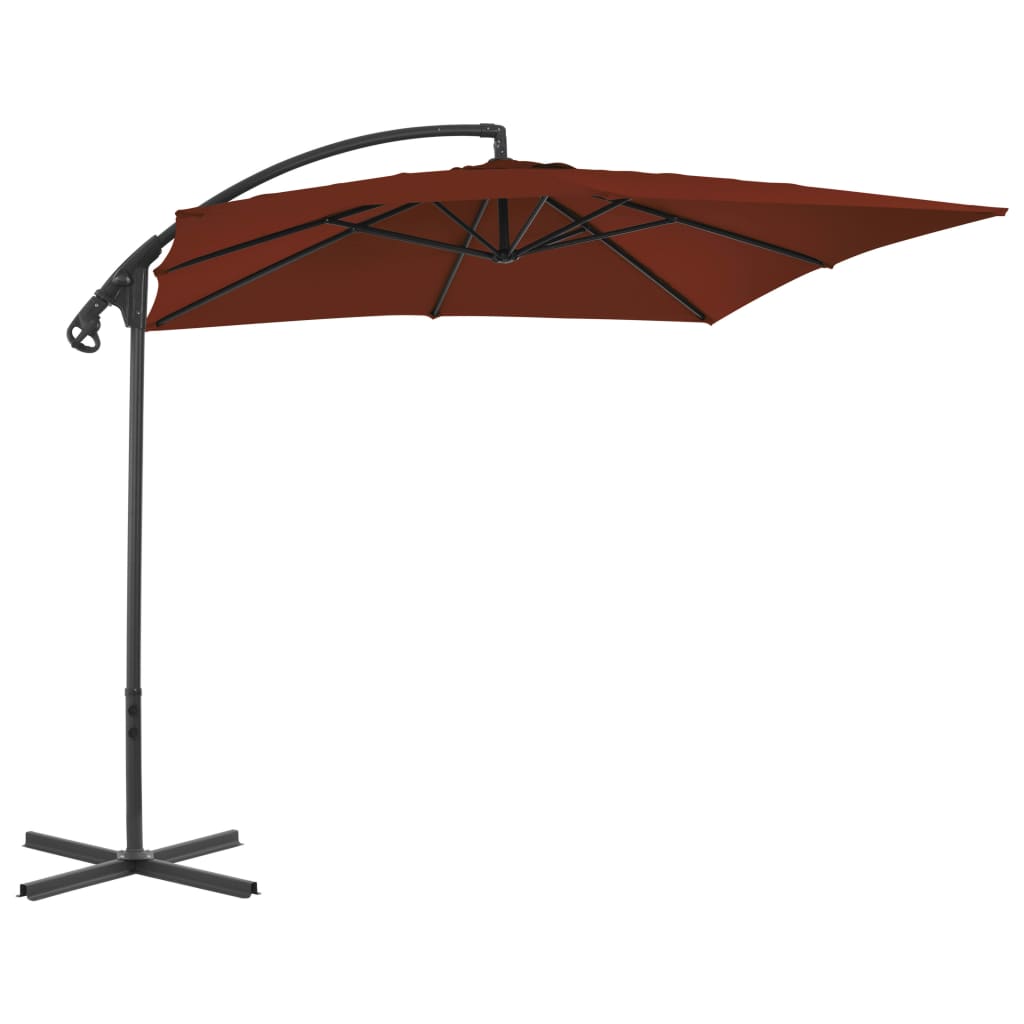 vidaXL Parasol de jardin en porte-à-faux avec mât en acier terre cuite