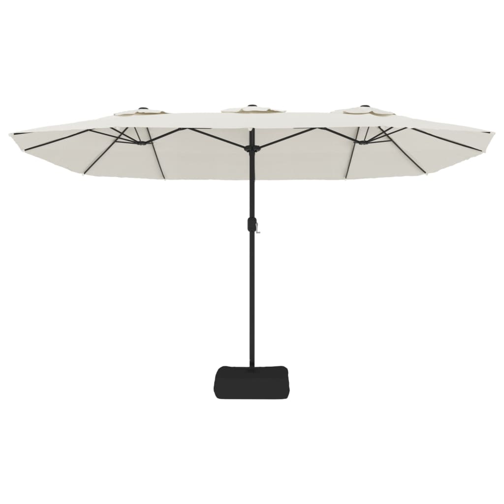 vidaXL Parasol de jardin à double tête avec LED blanc sable 449x245 cm