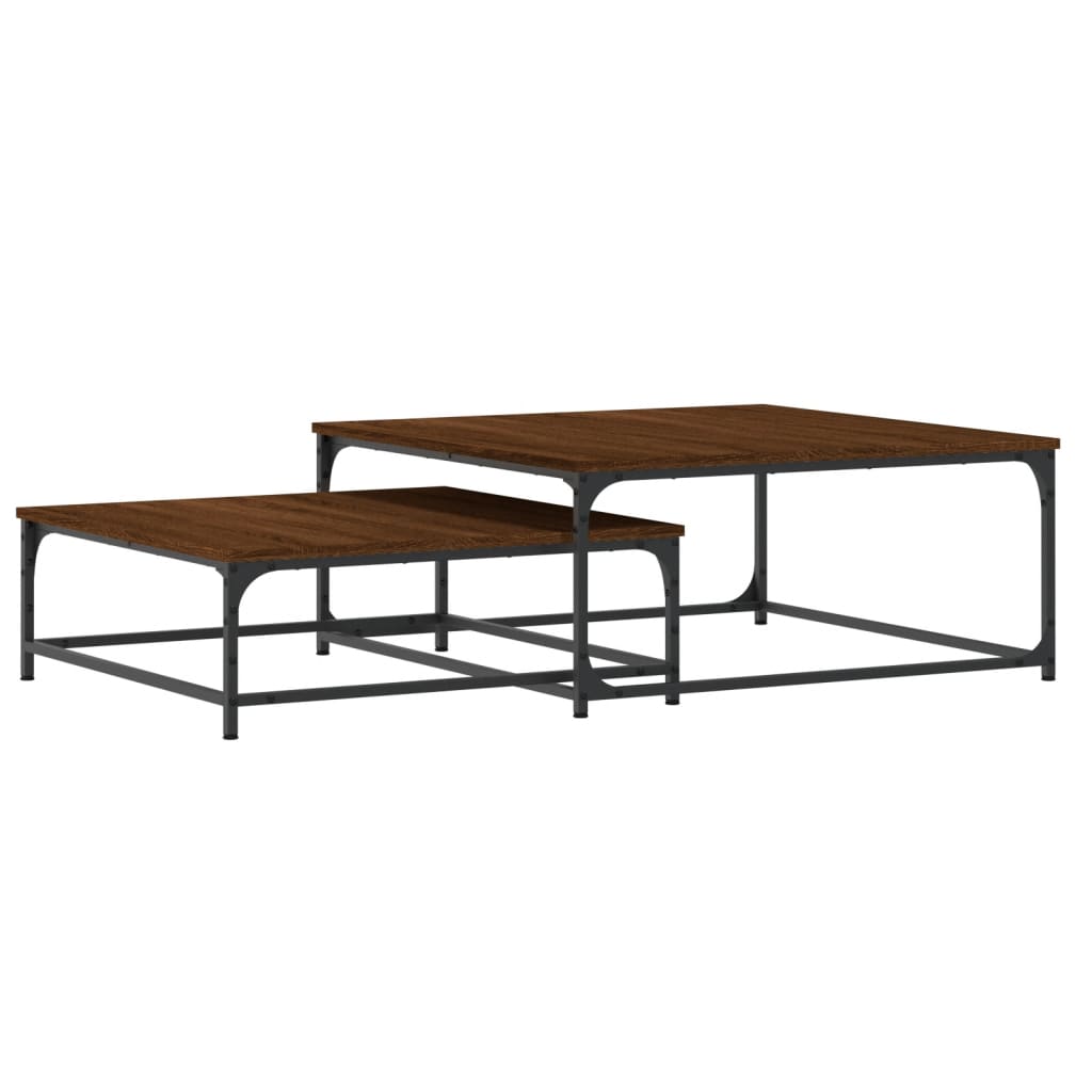 vidaXL Tables basses gigognes 2 pcs chêne marron bois d'ingénierie