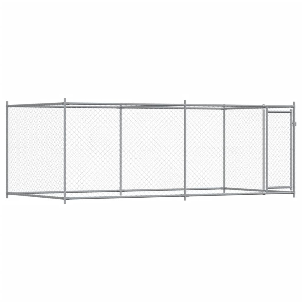 vidaXL Cage pour chien avec porte gris 4x2x1,5 m acier galvanisé