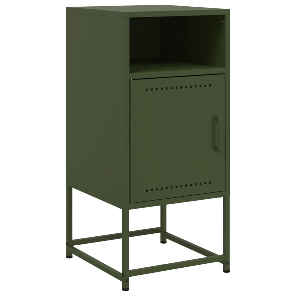 vidaXL Table de chevet vert olive 36x39x78 cm acier