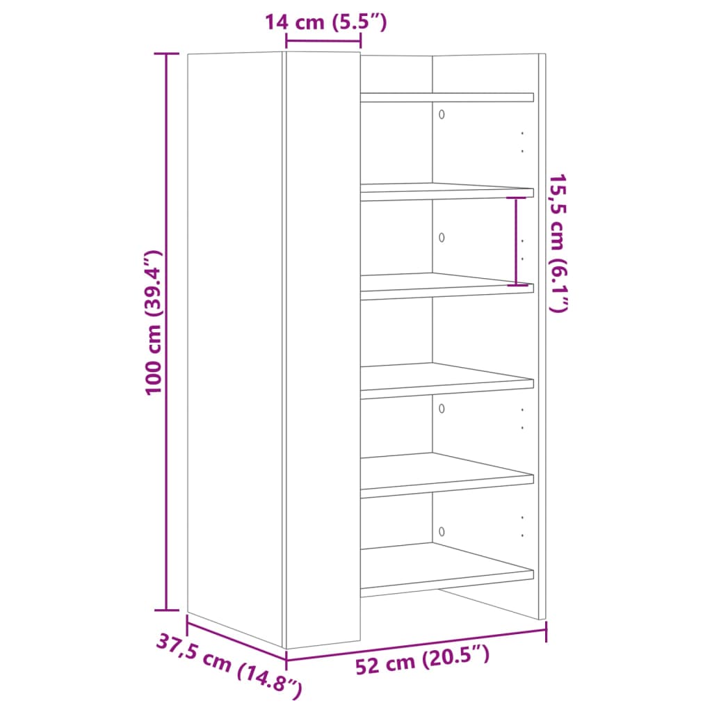 vidaXL Armoire à chaussures chêne marron 52x37,5x100 cm