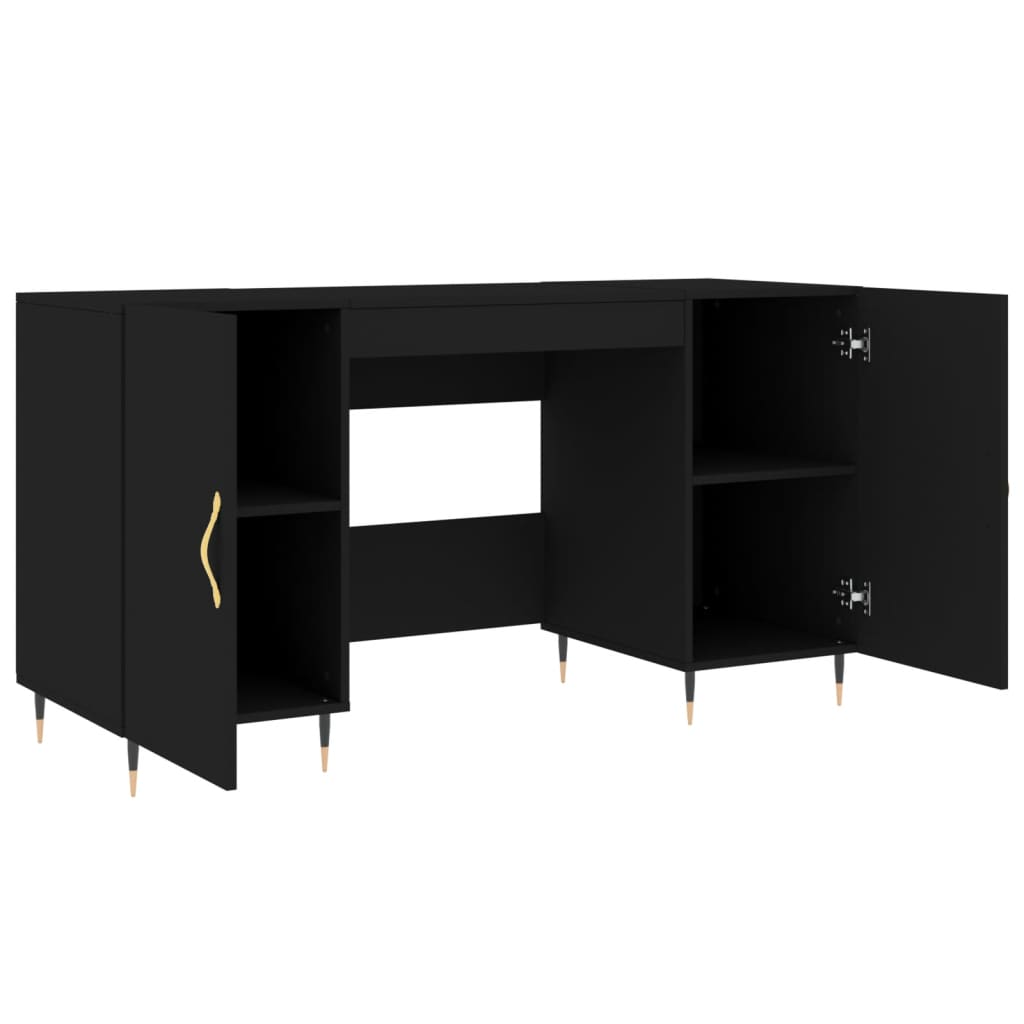 vidaXL Bureau noir 140x50x75 cm bois d'ingénierie