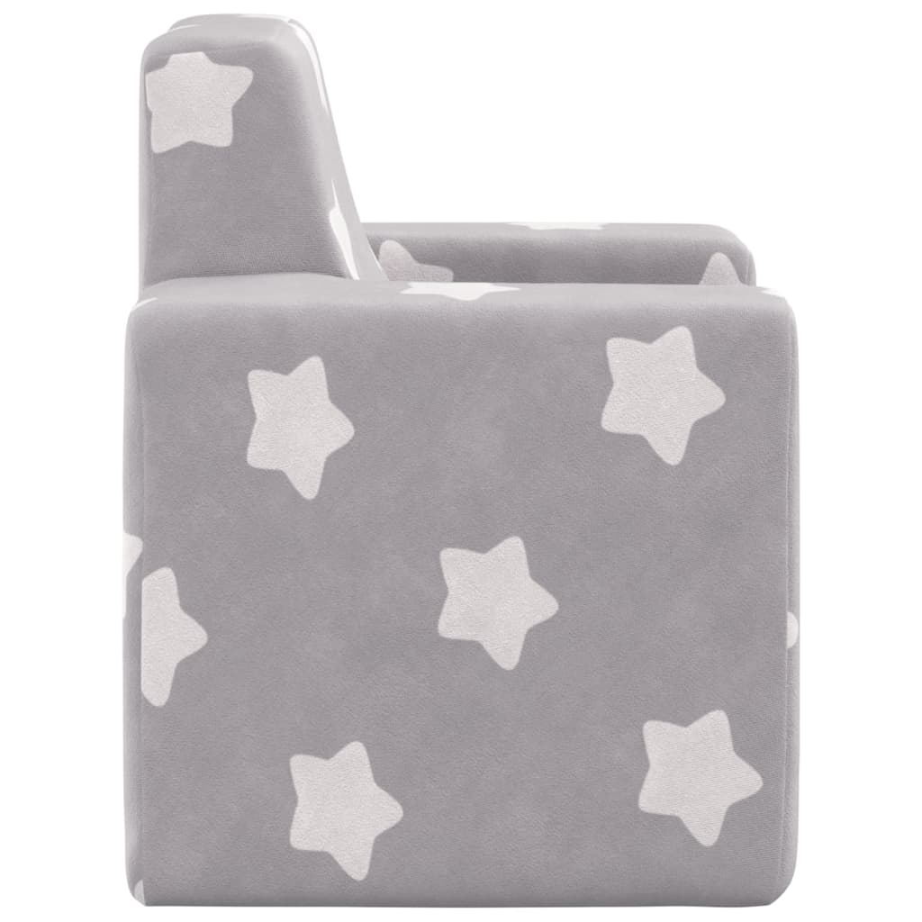 vidaXL Canapé pour enfants Gris clair avec étoiles Peluche douce