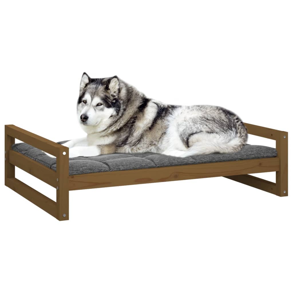 vidaXL Lit pour chien Marron miel 105,5x75,5x28 cm Bois de pin solide